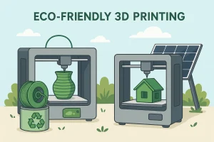 تصویری از پرینت سه‌بعدی دوستدار محیط‌زیست با استفاده از مواد بازیافتی و انرژی خورشیدی.