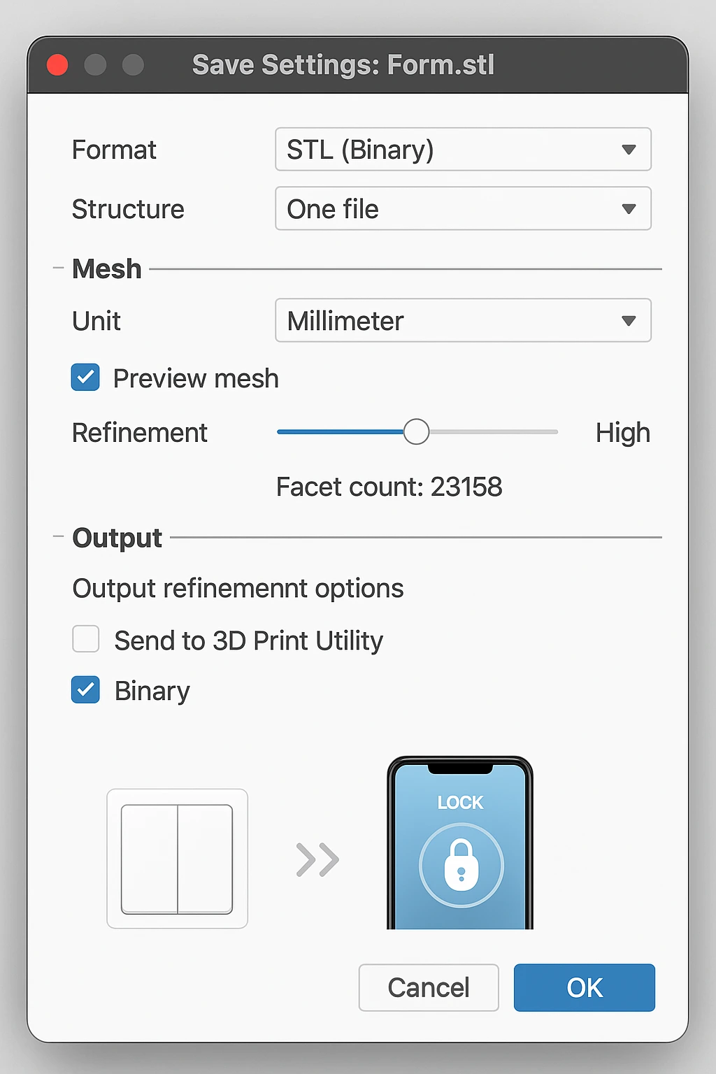 تنظیم خروجی STL در نرم‌افزار Fusion | 3dbama